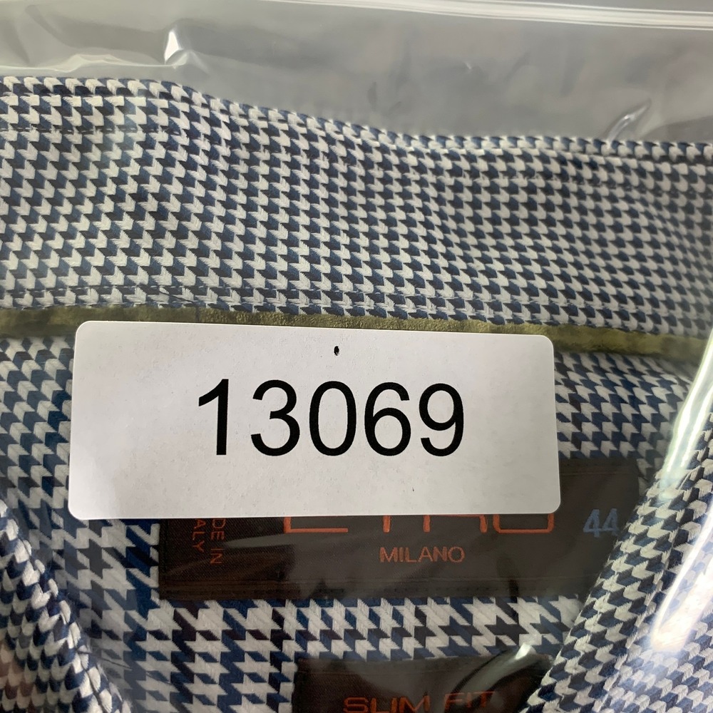 Etro Milano Shirt Men 44 Slim Fit Houndstooth Windowpane Old Money Modern